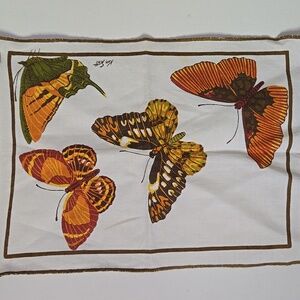VINTAGE KEN SCOTT Butterfly Print Kitchen Linens - Set of 2